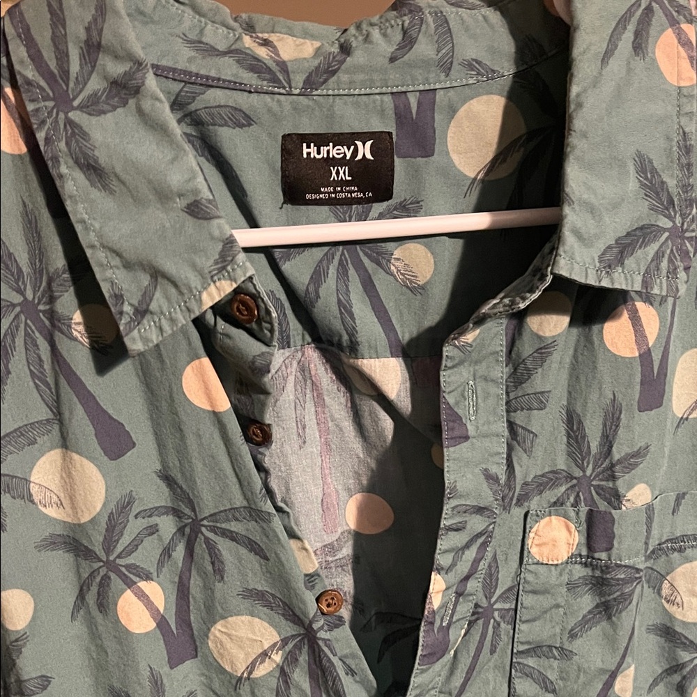 Hurley Teal Palm Print Men's Shirt